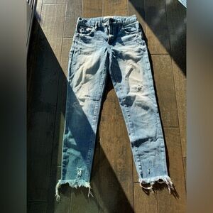 Moussy Light Blue Distressed Skinny Jeans